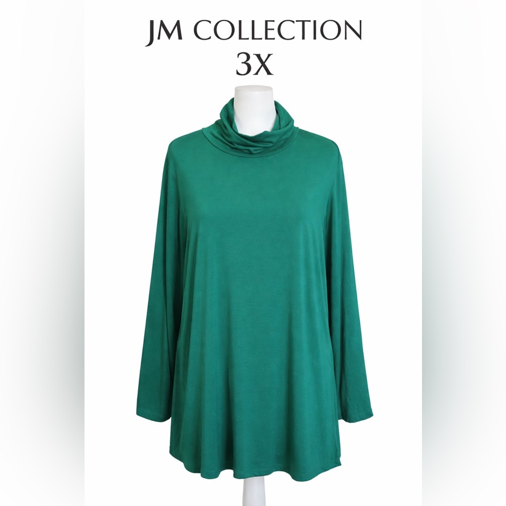 JM Collection Teal Cowl Neck Sweater 3X